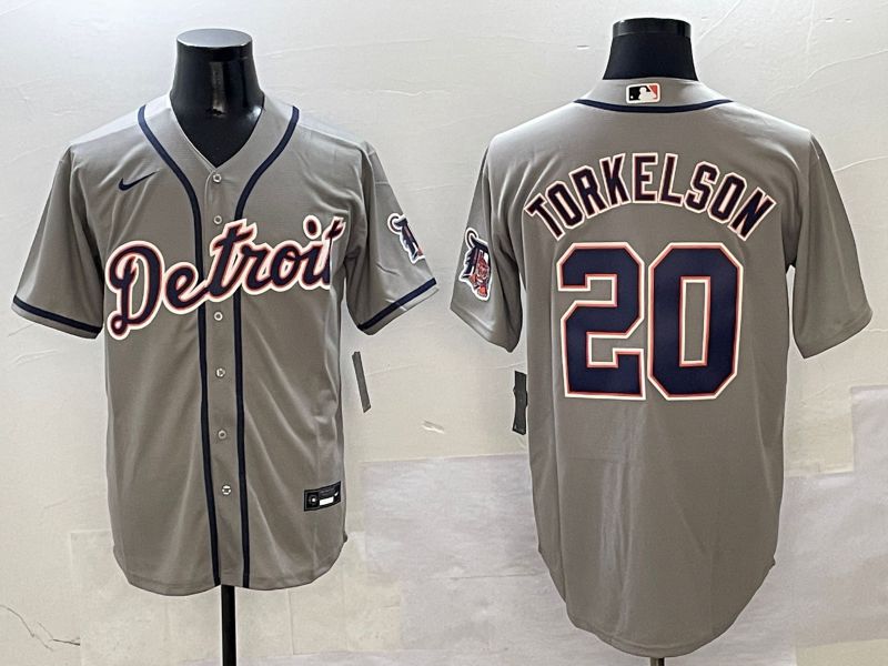Men Detroit Tigers #20 Torkelson Grey Game 2025 Nike MLB Jersey style 1
